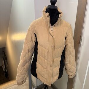 Outback Trading Ladies Snow Mountain Down Filled Jacket Coat Tan Black Western M